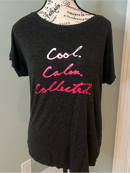 GAIAM Tops - Gaiam charcoal gray yoga graphic t-shirt |Cool. Calm.Collected | SZ M |Preowned
